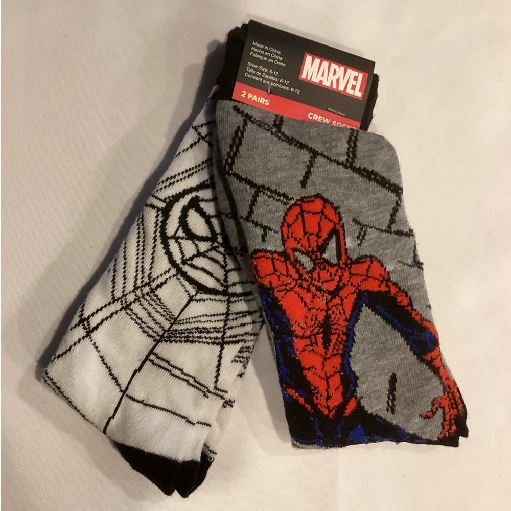 Lot of 2 Pairs Of Marvel Spiderman Halloween Socks, Adult (6-12) Size